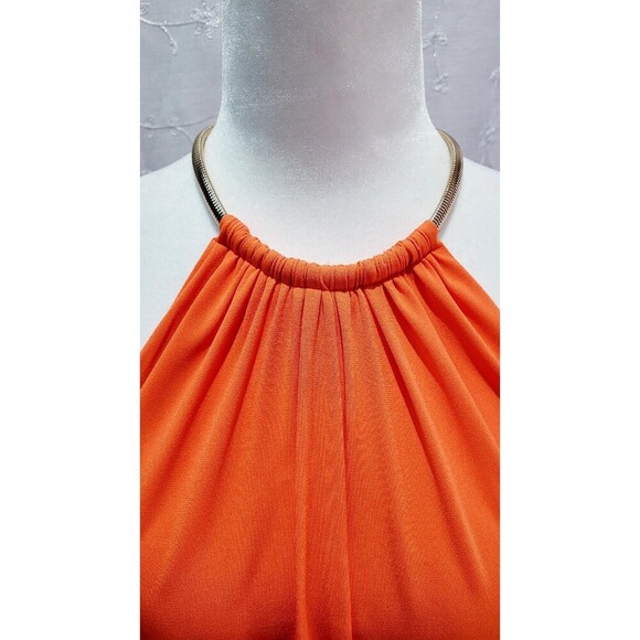 CACHE Orange Drop Waist Halter Layered Dress Sleeveless Stretch Women's 6 NWT - Picture 6 of 11